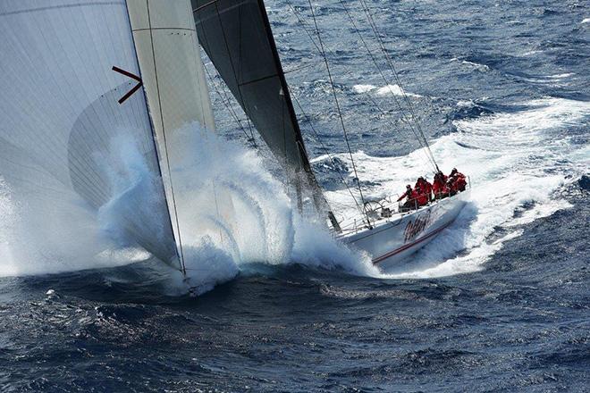 Spearing her way towards Hobart: Wild Oats XI charges across Bass Strait in the Rolex Sydney Hobart Race 2012 © Brett Costello/News Ltd http://www.news.com.au